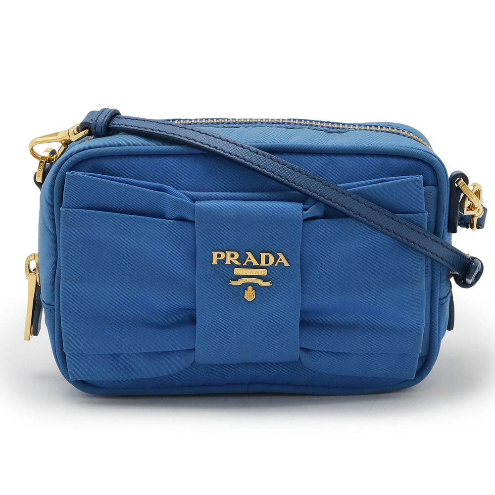 Prada Ribbon Crossbody Bag Leather Blue